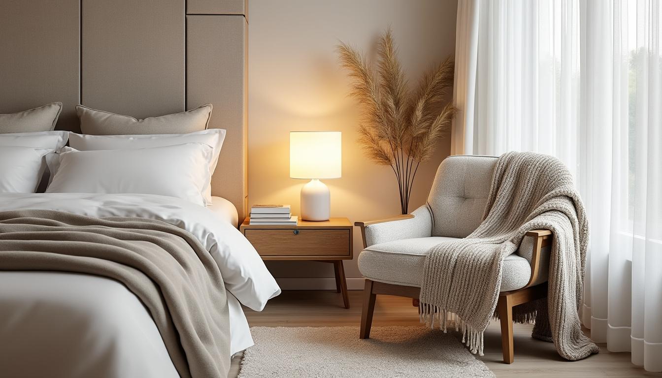 découvrez une chambre adulte parfaitement conçue pour un sommeil réparateur, des moments de lecture agréables et une lumière douce apaisante.