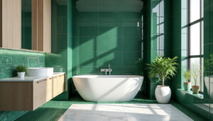 découvrez des idées originales et élégantes pour intégrer le carrelage vert dans votre salle de bains, et créez un espace unique et rafraîchissant.