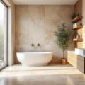 découvrez comment le travertin apporte une élégance naturelle et intemporelle à votre salle de bains, s'adaptant parfaitement à tous les styles de décoration.