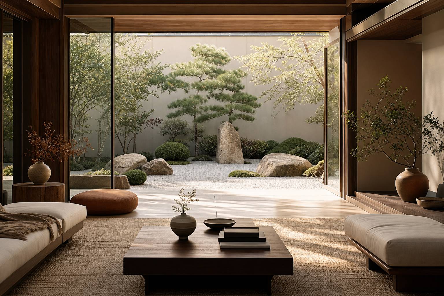 Composition végétale de jardin zen