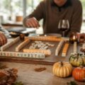 Plateau de mahjong avec tuiles colorees ambiance conviviale