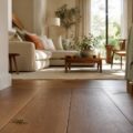 Intérieur lumineux avec sol en parquet, traitement anti-puces naturel