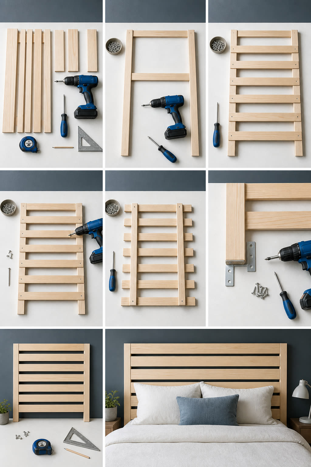 Étapes de fabrication d'une tête de lit en bois DIY - tutoriel