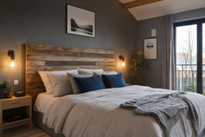 Tête de lit en bois design moderne - chambre cozy