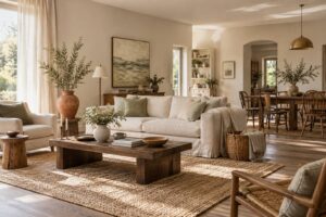 Illustration éditoriale du sujet : Inspirations déco champêtre pour sublimer votre intérieur