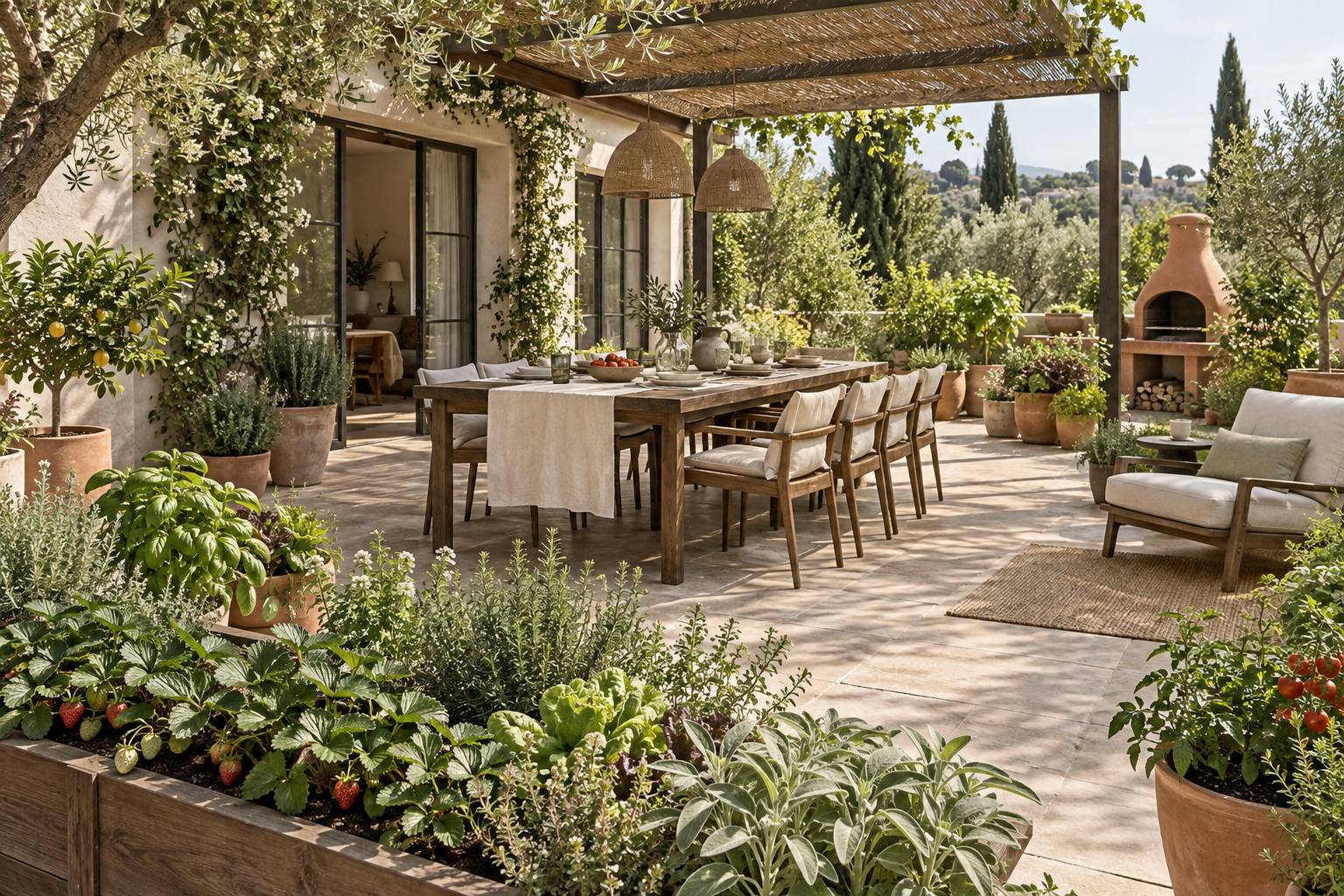 Illustration éditoriale du sujet : Les secrets d'un paysagiste pour créer un jardin gourmand et enchanteur