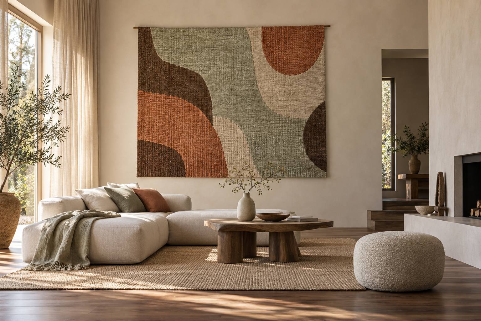 Illustration éditoriale du sujet : Tapis muraux : Sublimez vos murs avec style et raffinement